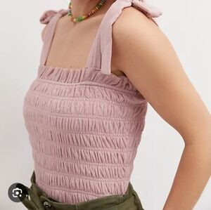 Anthropologie Smocked Cami in Pink  Size Small